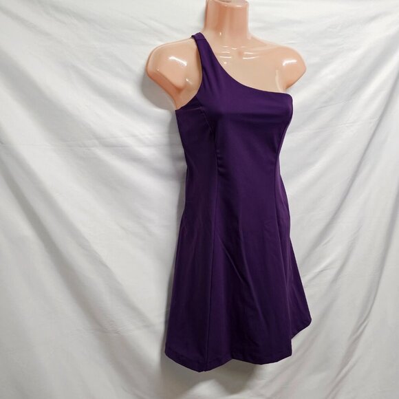 Outdoor Voice One Shoulder Lined Short Exercise Dress Women Size XS Purple Acai - Picture 4 of 15